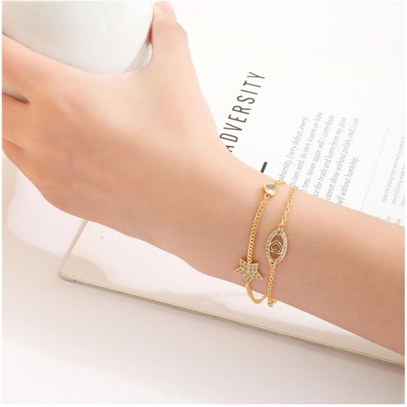 30th Birthday Double Strand Gold & Rhinestone Bracelet w/ Gift Box & Phrase - Picture 6 of 7